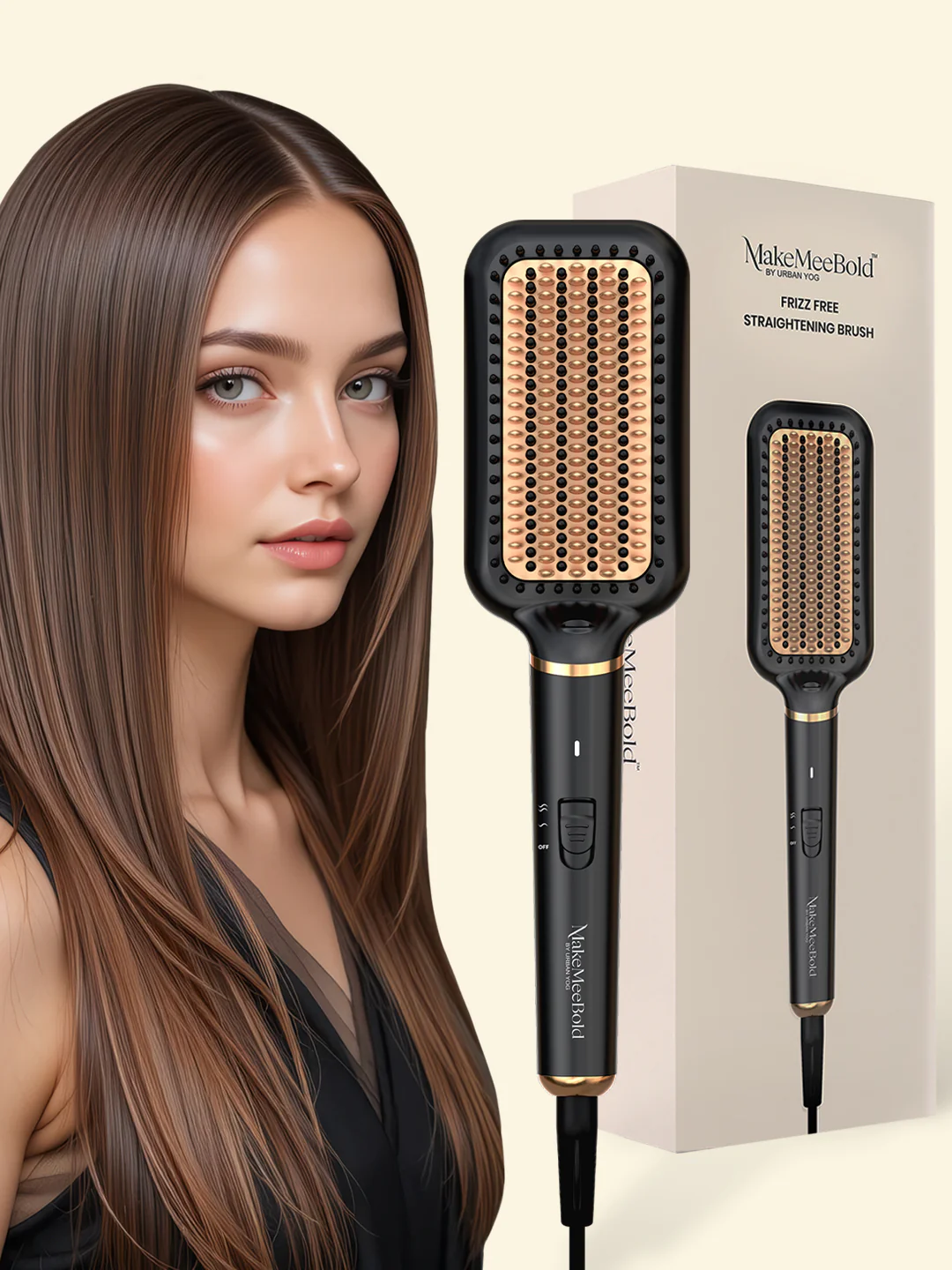 MakeMeeBold Frizz Free Straightening Brush for Hair | Hair Straightener Brush