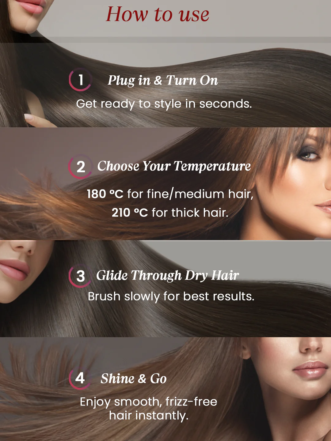 MakeMeeBold Frizz Free Straightening Brush for Hair | Hair Straightener Brush - Image 7