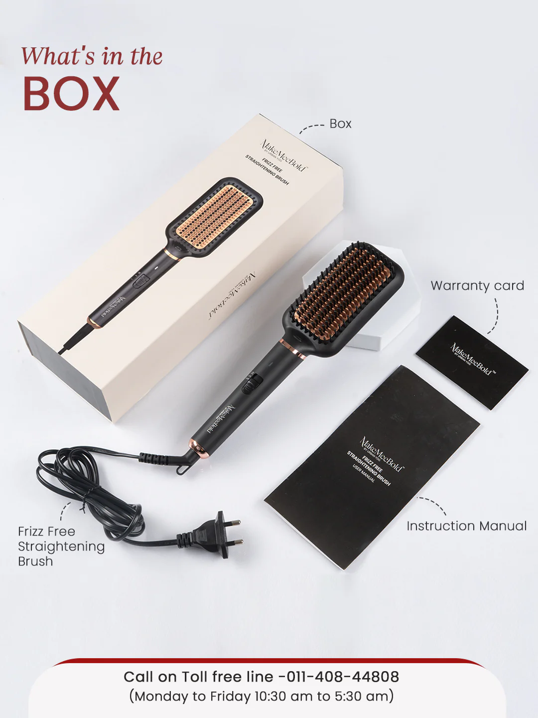 MakeMeeBold Frizz Free Straightening Brush for Hair | Hair Straightener Brush - Image 8